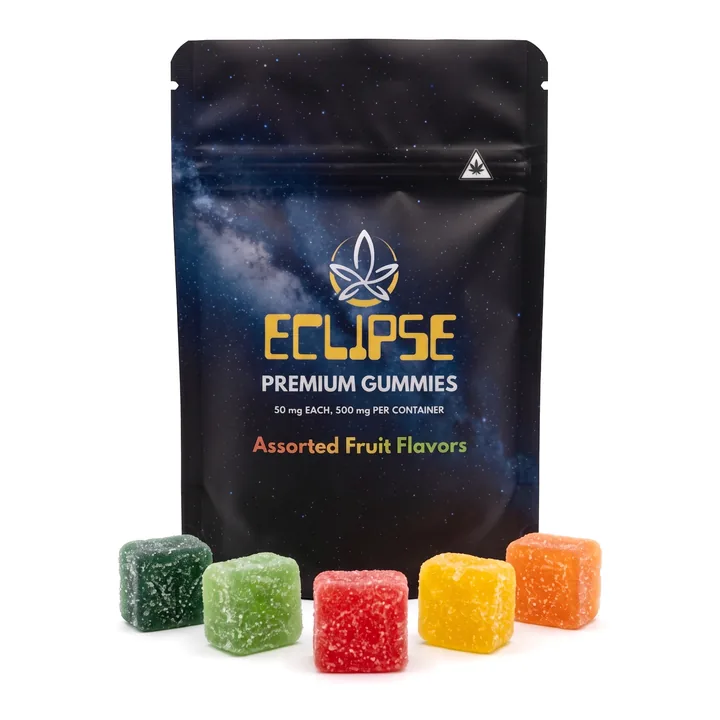 Eclipse Premium Gummies Assorted Fruit Flavors pouch with gummies